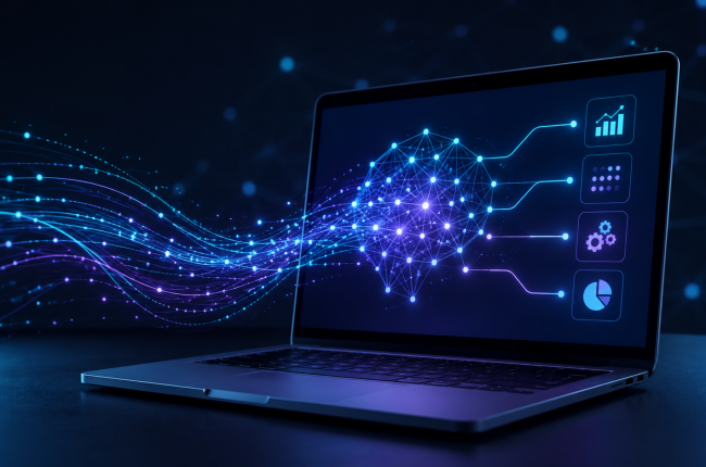 Visualisierung einer Künstlichen Intelligenz mit vernetzten Datenstrukturen