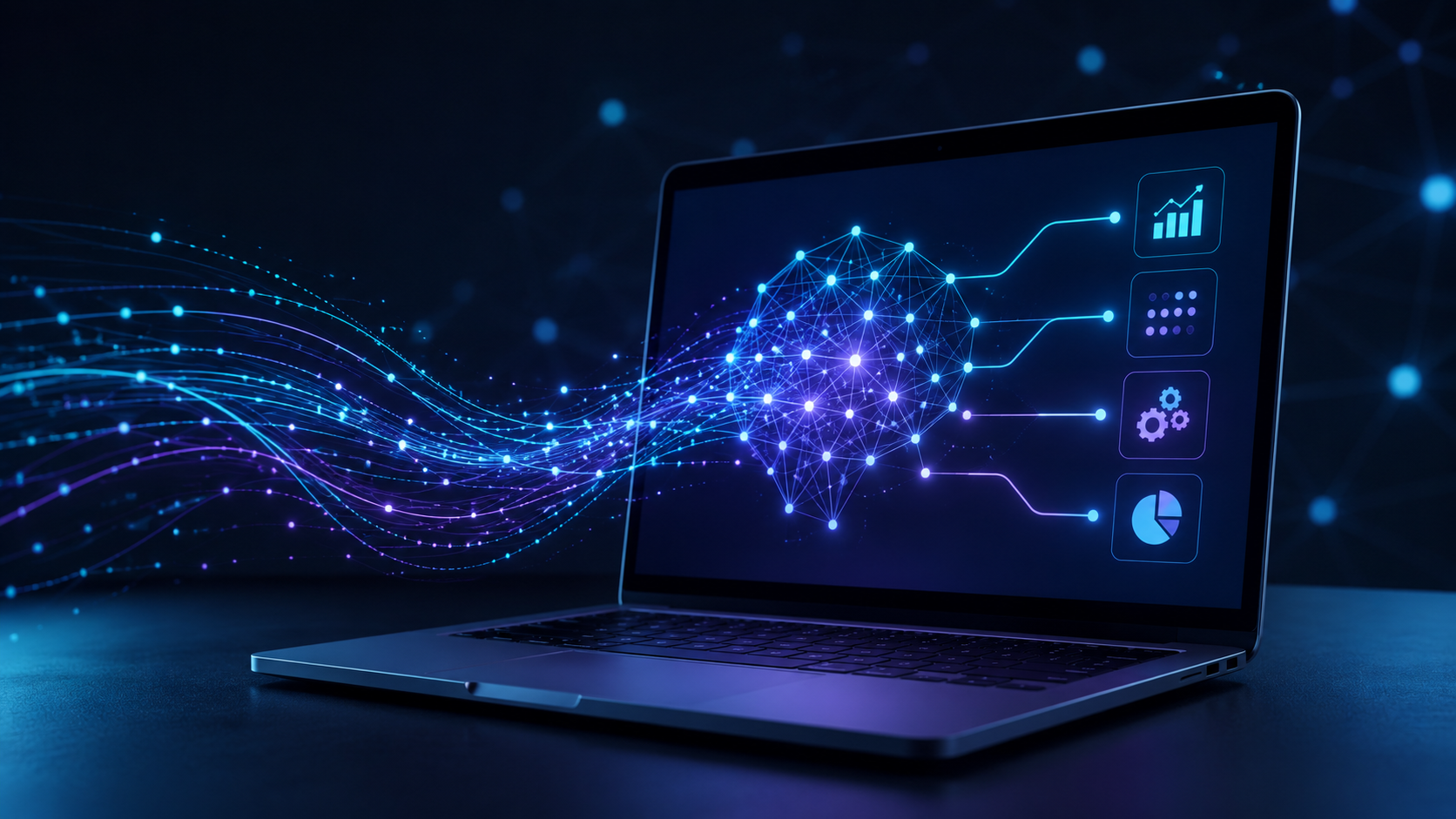 Visualisierung einer Künstlichen Intelligenz mit vernetzten Datenstrukturen